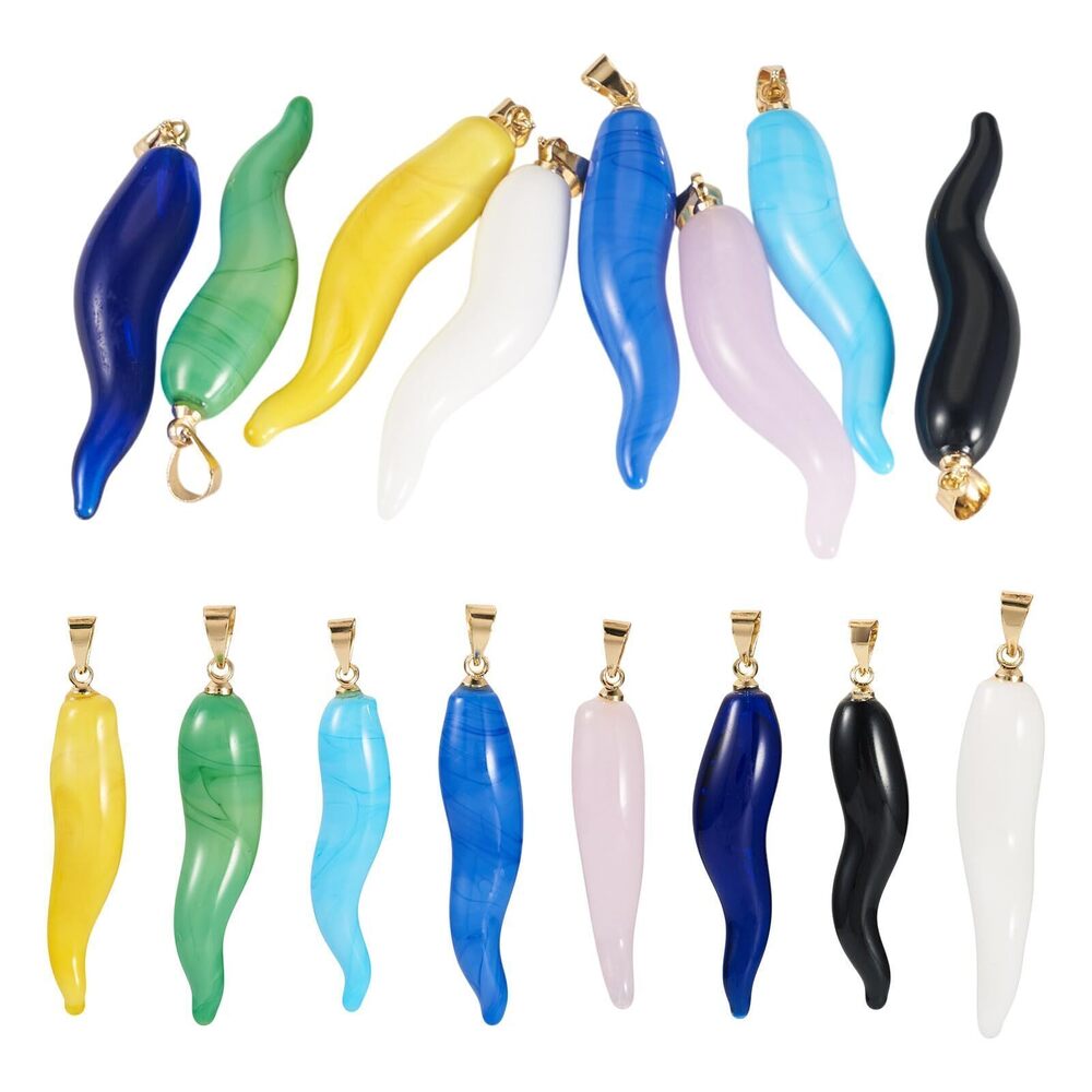 8837 8 pcs Handmade Lampwork Chili Pepper Charms Colorful glass 3D Hot